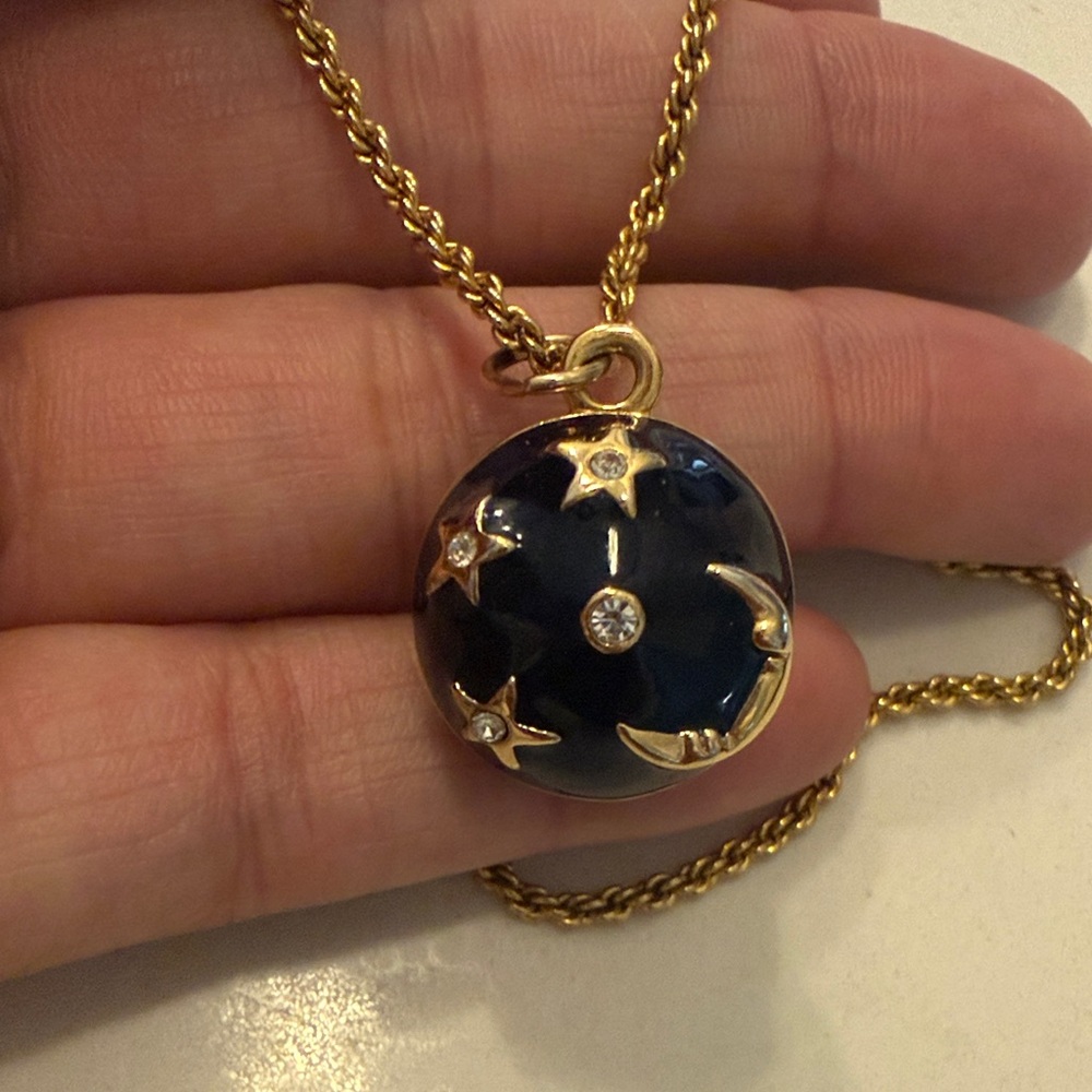 Gold Chain Necklace with Blue Pendant
